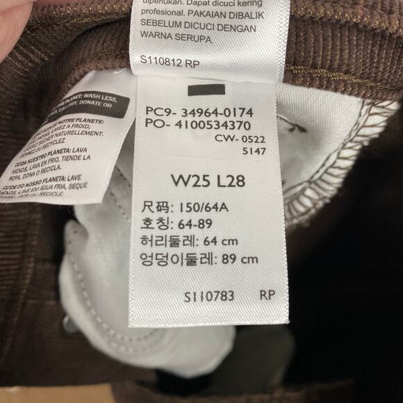 Levi’s Brown Corduroy Wedgie Straight Pants Sz.25 NWT - Picture 14 of 15